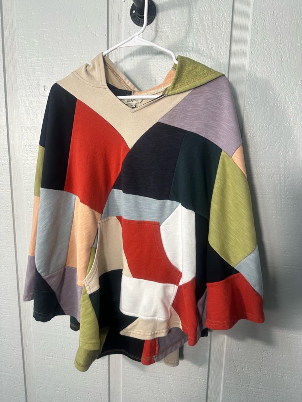 Yak & Yeti Multicolored Hooded Poncho One Size EUC